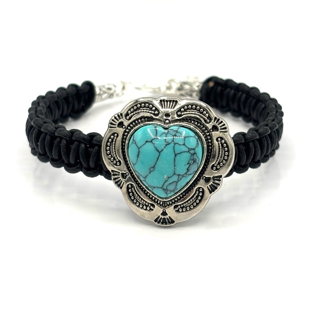 Hand Crafted Black and Turquoise Bracelet, Nwot
